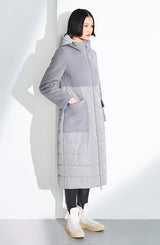 Long Wool/ Cahmere Coat with Detachable Hood