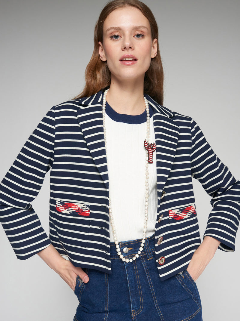 Stripe Jacket with pocket detail