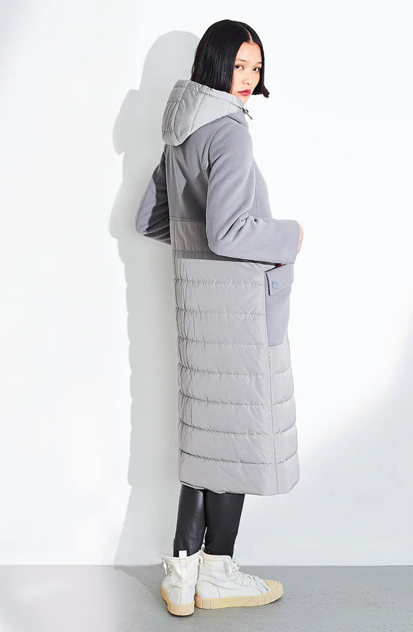 Long Wool/ Cahmere Coat with Detachable Hood