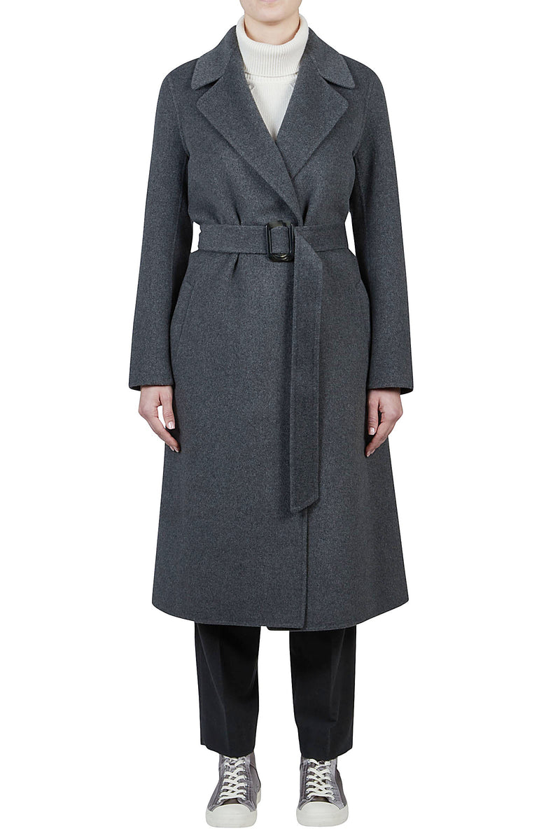 Belted long wool coat