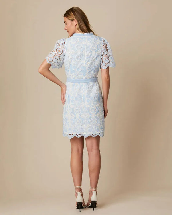 Serena embroidered dress-Pale Blue