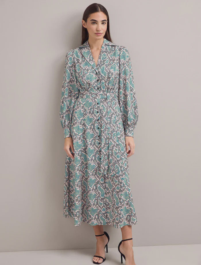 Odette maxi belted shirt dress