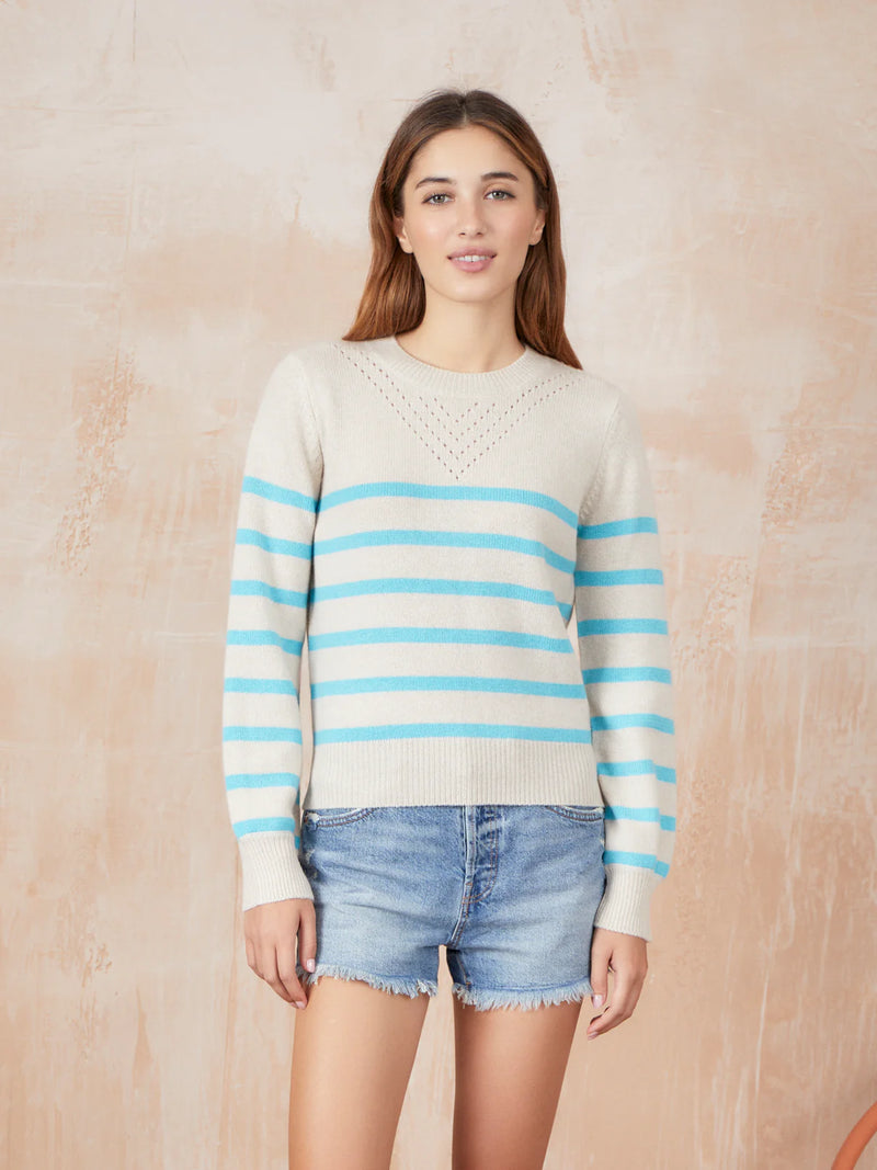 Lacey stripe Yoke crew