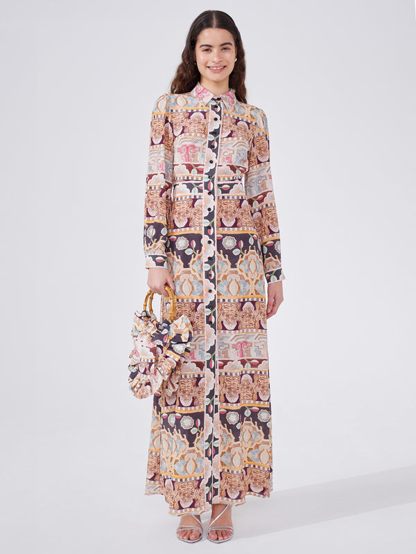 Lotus tiger maxi shirt dress