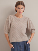 Jolie pointelle puff sleeve Knit