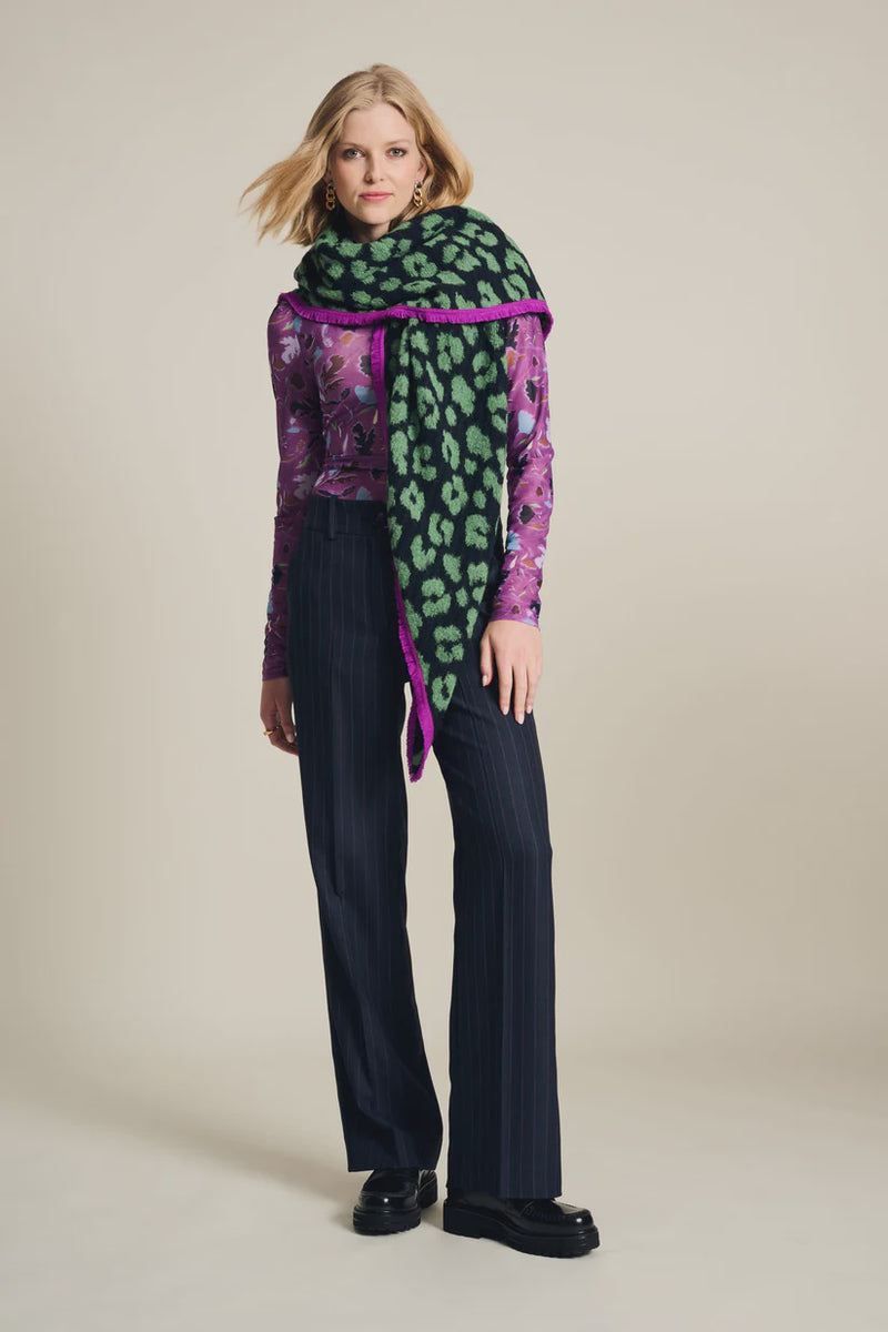 Shawl Animal - Navy/Green