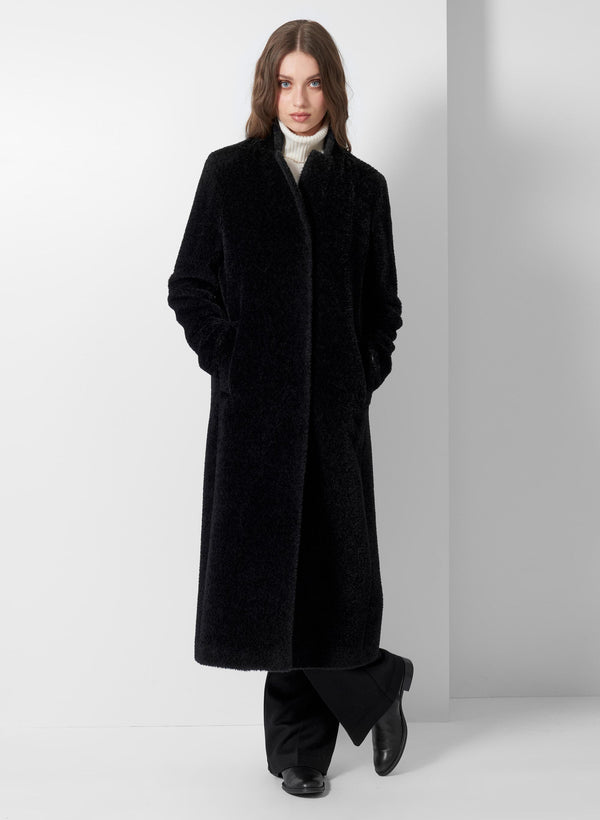 Single breasted long coat-Black