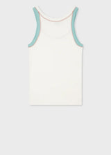 Ivory Cotton Contrast Overlock Knitted Vest