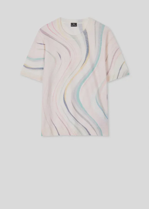 'Faded Swirl' Short Sleeve Wool Knitted Top