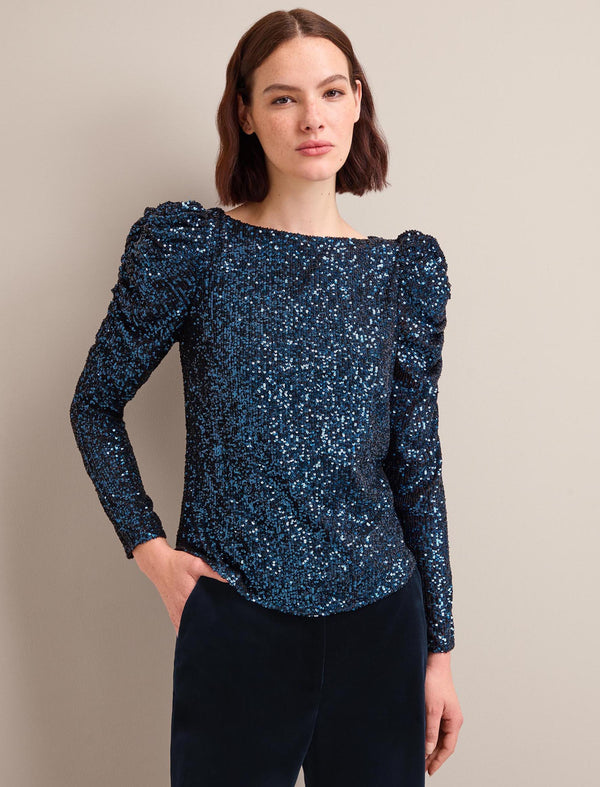 Cecile sequin round neck blouse