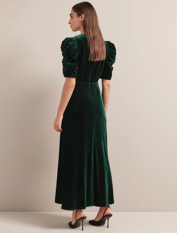 Ophelia velvet Maxi Dress-Green