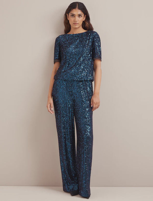 Hester sequin Jumpsuit-Navy