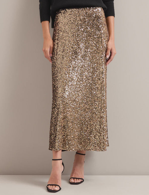 Scarlett Sequin Maxi skirt-Gold