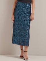 Scarlett Sequin Maxi skirt-Navy