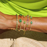 Petite drop gold bracelet Citrus Green